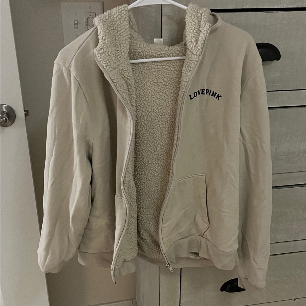 PINK Victoria's Secret Cream Sherpa Hoodie